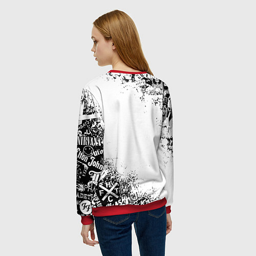 Женский свитшот КОРОЛЬ И ШУТ ЧЁРНО БЕЛЫЙ / 3D-Красный – фото 4