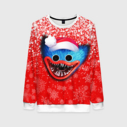 Свитшот женский POPPY PLAYTIME ХАГИ ВАГИ НОВОГОДНИЙ, СНЕЖИНКИ, цвет: 3D-белый