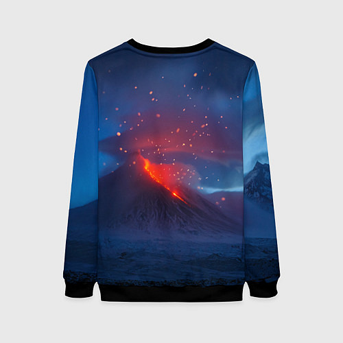 Женский свитшот Извержение вулкана ночью / 3D-Черный – фото 2