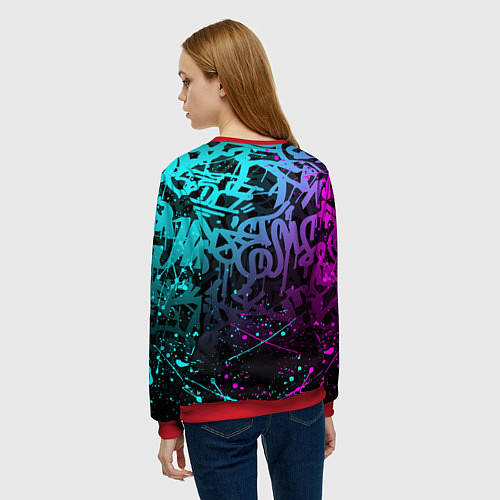 Женский свитшот KDA NEON GRAFFITI LEAGUE OF LEGENDS / 3D-Красный – фото 4