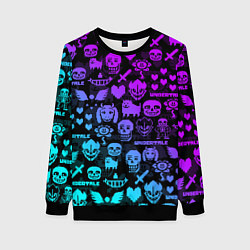 Свитшот женский UNDERTALE NEON PATTERN УЗОР, цвет: 3D-черный