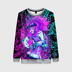 Свитшот женский KDA NEON DRAGON LEAGUE OF LEGENDS, НЕОНОВЫЕ БРЫЗГИ, цвет: 3D-меланж