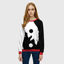 Свитшот женский Волки Инь и Янь Добро и Зло, цвет: 3D-красный — фото 2