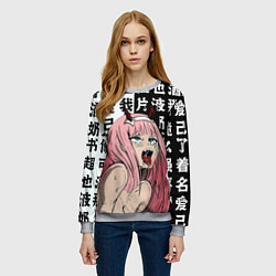 Свитшот женский AHEGAO ZERO TWO Зеро ту ахегао, цвет: 3D-меланж — фото 2