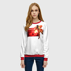 Свитшот женский Soccer fans are on Promethean fire, цвет: 3D-красный — фото 2