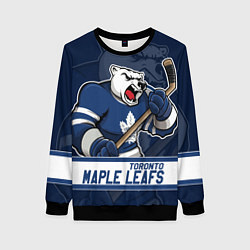 Свитшот женский Торонто Мейпл Лифс, Toronto Maple Leafs Маскот, цвет: 3D-черный