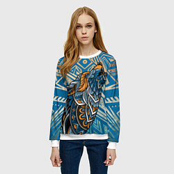 Свитшот женский Синий волк в графике, цвет: 3D-белый — фото 2