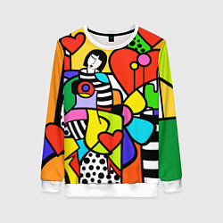 Свитшот женский Romero Britto - valentines day, цвет: 3D-белый