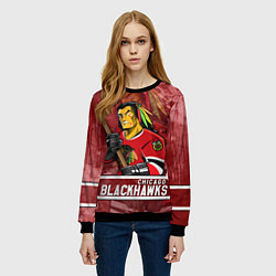 Свитшот женский Chicago Blackhawks , Чикаго Блэкхокс, цвет: 3D-черный — фото 2