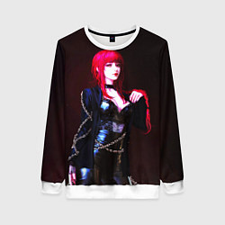 Свитшот женский Макима с цепями Человек бензопила, цвет: 3D-белый