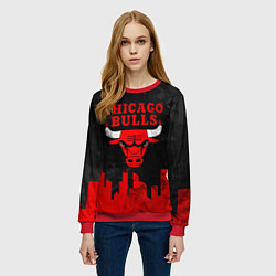 Свитшот женский Chicago Bulls, Чикаго Буллз Город, цвет: 3D-красный — фото 2