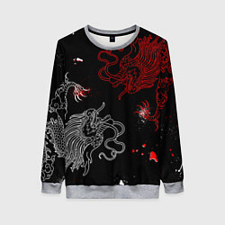 Женский свитшот Китайский дракон Красно - Белый