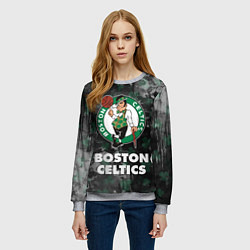 Свитшот женский Бостон Селтикс, Boston Celtics, НБА, цвет: 3D-меланж — фото 2