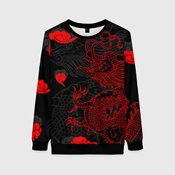 Свитшот женский Дракон Китайский дракон, цвет: 3D-черный