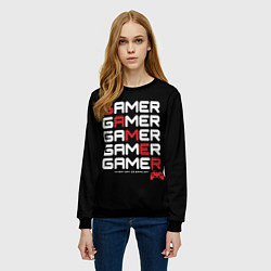 Свитшот женский GAMER - GAMER - GAMER, цвет: 3D-черный — фото 2