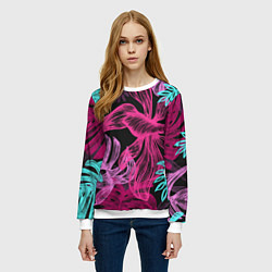 Свитшот женский Папоротниковый неон, цвет: 3D-белый — фото 2