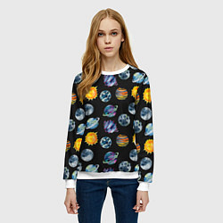 Свитшот женский Планеты космос, цвет: 3D-белый — фото 2