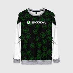 Женский свитшот Skoda паттерн логотипов