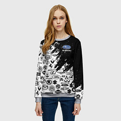 Свитшот женский Subaru - Паттерн логотипов авто, цвет: 3D-меланж — фото 2