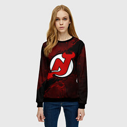 Свитшот женский New Jersey Devils, Нью Джерси Девилз, цвет: 3D-черный — фото 2