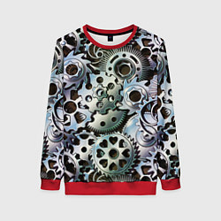 Свитшот женский Стимпанк шестеренки Steampunk, цвет: 3D-красный