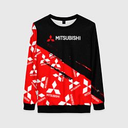 Свитшот женский Mitsubishi - Диагональ паттерн, цвет: 3D-черный