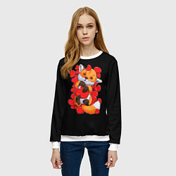 Свитшот женский Лиса Символ любви, цвет: 3D-белый — фото 2