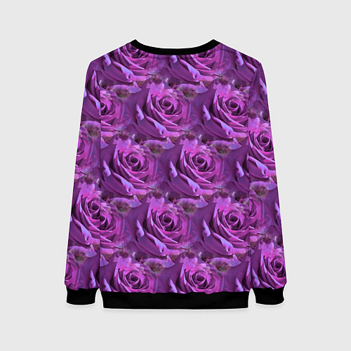 Женский свитшот Фиолетовые цветы паттерн / 3D-Черный – фото 2