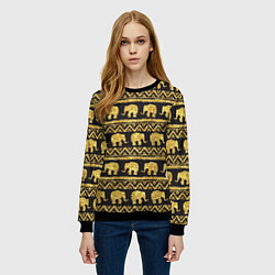 Свитшот женский Золотые слоны, цвет: 3D-черный — фото 2