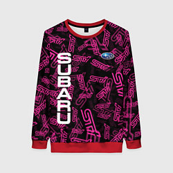 Свитшот женский SUBARU STI PATTERN, цвет: 3D-красный