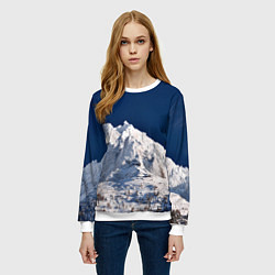 Свитшот женский Снежные горы, синие небо, цвет: 3D-белый — фото 2