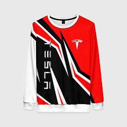 Женский свитшот ТЕСЛА - КРАСНЫЙ СПОРТИВНЫЙ