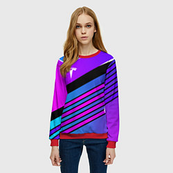 Свитшот женский TESLA - NEON STYLE ТЕСЛА НЕОН, цвет: 3D-красный — фото 2