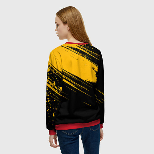 Женский свитшот Black and yellow grunge / 3D-Красный – фото 4