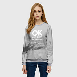 Свитшот женский Ок, но сначала горы!, цвет: 3D-меланж — фото 2