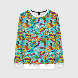 Свитшот женский Поп арт пузыри, цвет: 3D-белый