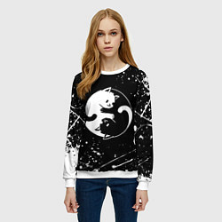 Свитшот женский ИНЬ ЯНЬ КОТИКИ БРЫЗГИ И НИЧЕГО ЛИШНЕГО, цвет: 3D-белый — фото 2