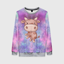 Свитшот женский Маленький милый бычок, цвет: 3D-меланж