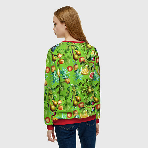 Женский свитшот Сочные фрукты паттерн / 3D-Красный – фото 4