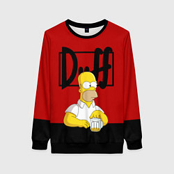 Свитшот женский Гомер и пиво Симпсоны Simpsons, цвет: 3D-черный