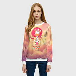 Свитшот женский Жираф на воздушном шаре, цвет: 3D-белый — фото 2