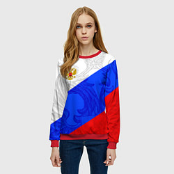 Свитшот женский Российский герб: триколор, цвет: 3D-красный — фото 2