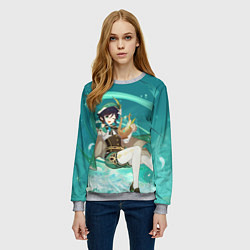Свитшот женский Venti Genshin Impact, цвет: 3D-меланж — фото 2
