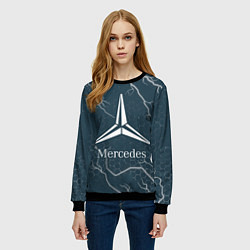 Свитшот женский MERCEDES - ЗВЕЗДА Молнии, цвет: 3D-черный — фото 2