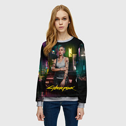 Свитшот женский Judy cyberpunk2077, цвет: 3D-меланж — фото 2