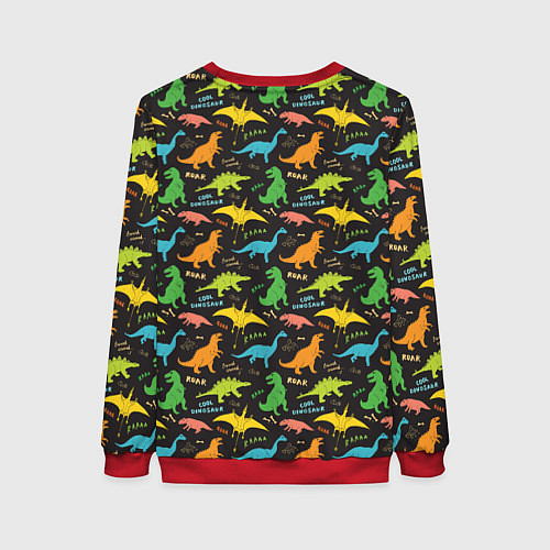Женский свитшот Разноцветные Динозавры / 3D-Красный – фото 2