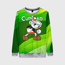 Свитшот женский Хитрая чашечка cuphead, цвет: 3D-меланж