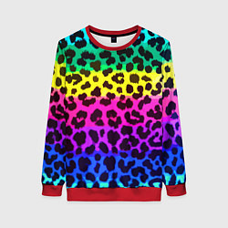 Свитшот женский Leopard Pattern Neon, цвет: 3D-красный