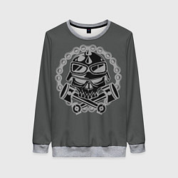 Свитшот женский БАЙКЕРСКИЙ ЧЕРЕПОК, цвет: 3D-меланж