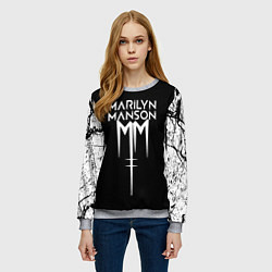 Свитшот женский Marilyn manson rock n roll, цвет: 3D-меланж — фото 2